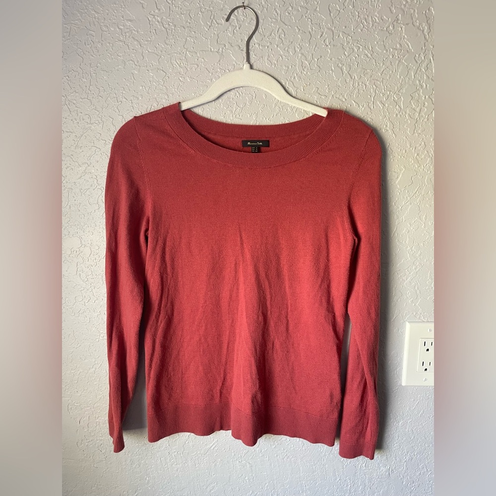 Massimo Dutti Burgundy Cotton Wool Silk Knit Sweater—Small